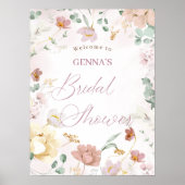 Blush Floral Vrijgezellenfeest Welkomstteken Poster (Voorkant)