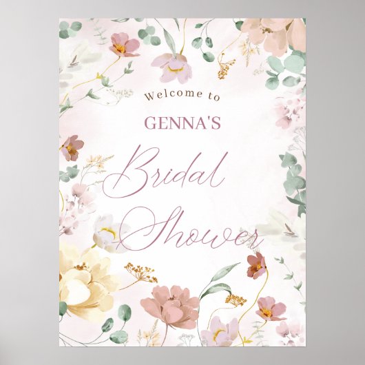 Blush Floral Vrijgezellenfeest Welkomstteken Poster (Voorkant)