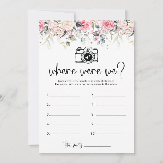 Blush Floral waar waren we Vrijgezellenfeest spel  Kaart (Voorkant)