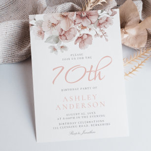 Blush Floral Waterverf 70ste verjaardag Kaart