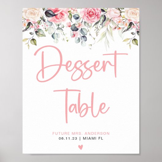Blush Floral | Waterverf-bridal-dessert Poster (Voorkant)