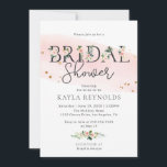 Blush Floral Waterverf bruids doucheuitnodiging Kaart<br><div class="desc">Blush Floral Waterverf Bridal Shower Invitation met blozende waterverf bloemen en weelderige groene alfabetten,  geplaatst op de top van een waterverf wassen,  versierd met gouden stippen en donkergrijze tekst overal. Een moderne en elegante uitnodiging voor vrijgezellenfeesten,  ideaal voor alle seizoenen!</div>