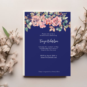 Blush Floral Waterverf bruids doucheuitnodiging Kaart