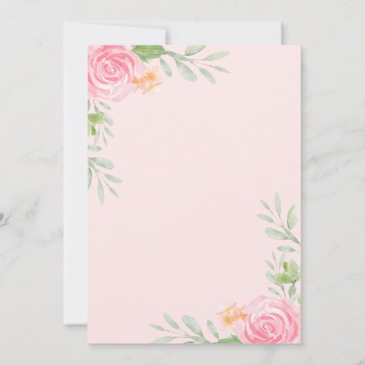 Blush Floral Waterverf en Gold Blessed Baptisme Kaart (Achterkant)