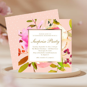 Blush Floral Waterverf met Stippen verrassende par Kaart