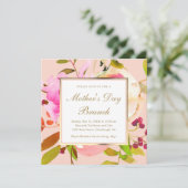 Blush Floral Waterverf Moederdag Brunch Kaart (Staand voorkant)
