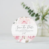 Blush Floral Waterverf Pink Wedding Save The Date (Staand voorkant)