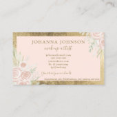 Blush floral waterverf roze gouden lijst make-up visitekaartje (Achterkant)