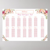 Blush Floral Waterverf Seating Chart Poster (Voorkant)