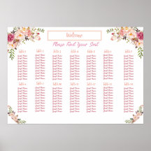 Blush Floral Waterverf Seating Chart