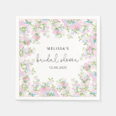 Blush Floral Waterverf Vrijgezellenfeest Napkins Servet (Voorkant)