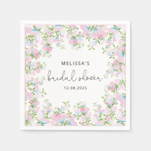 Blush Floral Waterverf Vrijgezellenfeest Napkins Servet