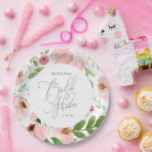 Blush floral waterverf Vrijgezellenfeest Papieren Bordje (Feest)
