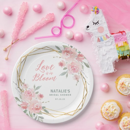 Blush Floral Waterverf Vrijgezellenfeest Papieren Bordje (Feest)