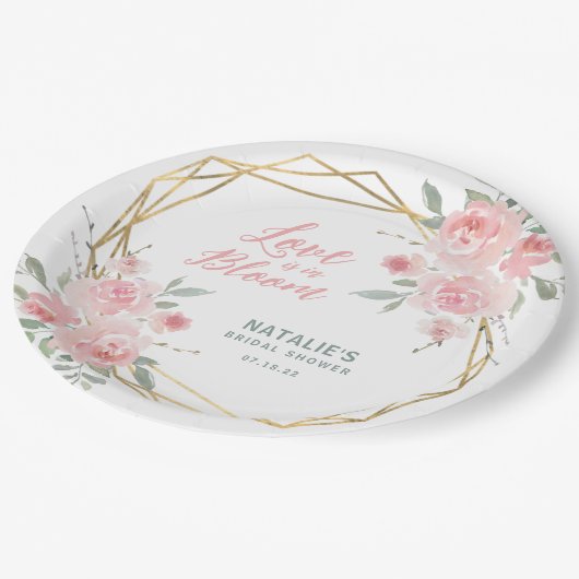 Blush Floral Waterverf Vrijgezellenfeest Papieren Bordje (Gekanteld)