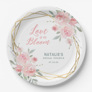 Blush Floral Waterverf Vrijgezellenfeest Papieren Bordje