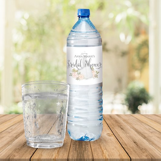 Blush Floral Waterverf Vrijgezellenfeest Waterfles Etiket