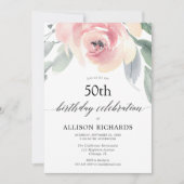 Blush floral waterverf vrouwen volwassen verjaarda kaart (Voorkant)