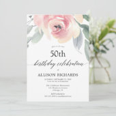 Blush floral waterverf vrouwen volwassen verjaarda kaart (Staand voorkant)