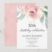 Blush floral waterverf vrouwen volwassen verjaarda kaart (Voorkant / Achterkant)