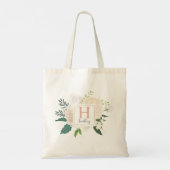 Blush Floral Waterverf Wedding Bridesmaid Initiaal Tote Bag (Achterkant)