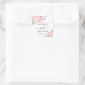 Blush Floral Waterverf Wedding Vierkante Sticker (Tas)