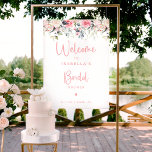 Blush Floral | Waterverf Welkomstteken Poster<br><div class="desc">Welkom uw gasten in stijl met onze "Blush Floral Waterverf Welcome Sign." Dit elegante en moderne bord is voorzien van kalligrafie en unieke rustieke elementen, waardoor het een unieke aanvulling is op uw vrijgezellenfeesten inrichting. Met een blozend blozend vrijgezellenfeest thema zet het de toon voor een mooi feest en dient...</div>