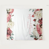 Blush Floral Weddenschap Achtergrond Ontvanger Dec Wandkleed (Voorkant (horizontaal))