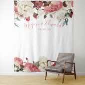 Blush Floral Weddenschap Achtergrond Ontvanger Dec Wandkleed (In situ)