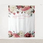 Blush Floral Weddenschap Achtergrond Ontvanger Dec Wandkleed (Voorkant)
