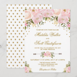 Blush Floral Weddenschap Uitnodiging Roze Gold Flo