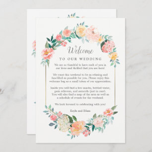 Blush Floral Weddenschap Welkom en reiskaart Kaart