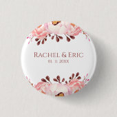 Blush Floral Wedding Button met aangepaste namen (Voorkant)