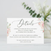 Blush Floral Wedding Details | Elegant Hotel Block Informatiekaartje (Staand voorkant)