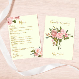 Blush Floral Wedding Dinner Menu