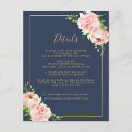 Blush Floral Wedding Gast Details Informatie Informatiekaartje