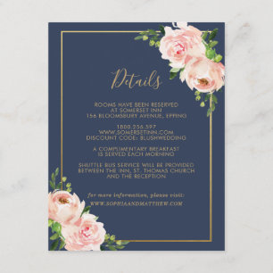 Blush Floral Wedding Gast Details Informatie Informatiekaartje