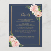 Blush Floral Wedding Gast Details Informatie Informatiekaartje (Voorkant)