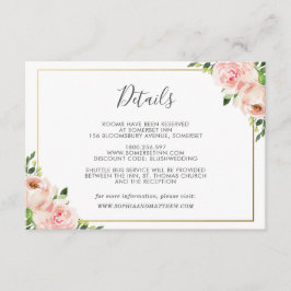 Blush Floral Wedding Gast Details Informatie Informatiekaartje