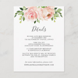 Blush Floral Wedding Gast Details Informatie Informatiekaartje