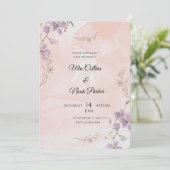 Blush Floral Wedding Invitation – Elegant Template Kaart (Staand voorkant)