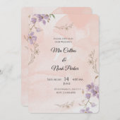Blush Floral Wedding Invitation – Elegant Template Kaart (Voorkant / Achterkant)
