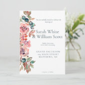 Blush Floral Wedding Invitation Kaart (Staand voorkant)
