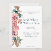 Blush Floral Wedding Invitation Kaart (Voorkant / Achterkant)