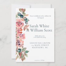 Blush Floral Wedding Invitation
