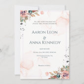 Blush Floral Wedding Invitation Kaart (Voorkant)