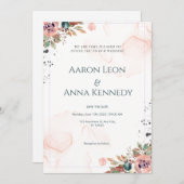Blush Floral Wedding Invitation Kaart (Voorkant / Achterkant)