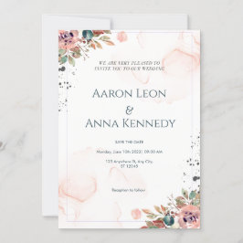 Blush Floral Wedding Invitation Kaart