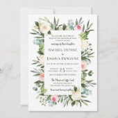 Blush Floral Wedding Invitation Kaart (Voorkant)