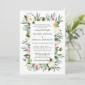 Blush Floral Wedding Invitation Kaart (Staand voorkant)